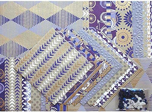 Shizen Handmade Decorative Paper Assortment- Violet/White/Cool Grey