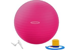 BALANCEFROM Signature Fitness Anti-Burst and Slip Resistant Exercise Ball Yoga Ball Fitness Ball Birthing Ball with Quick Pump, 2,000-Pound Capacity, Pink, 26-inch, L