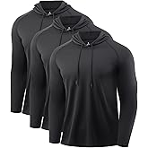 X-thud Men Quick Dry Hoodies Shirt Long Sleeve Workout Athletic Gym Pullover Hooded Shirts
