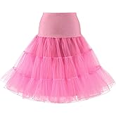 BIFINI Plus Size Vintage Rockabilly Skirt Women's 50s Petticoat Crinoline Underskirt Peach