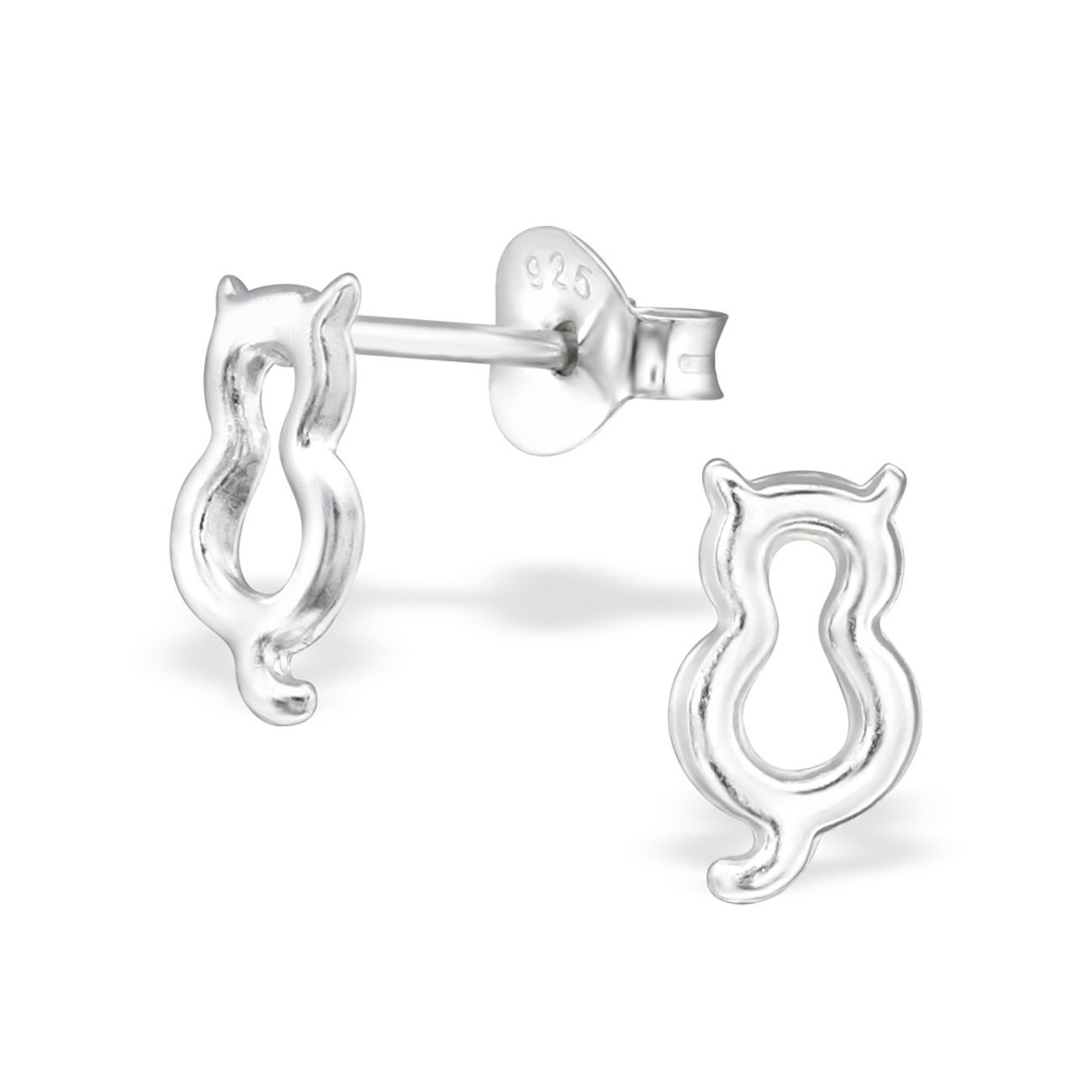 925 Sterling Silver Cat Stud Earrings for Women & Girls – Cute Kitten Jewellery with Gift Box