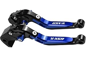 XIDAODIT for Suzuki GSXR 600 750(2006-2022) GSX-R 1000(2005-2006) Motorcycle Clutch Lever Folding Extendable Adjustable Handlebars Brake and Clutch Levers Set(Blue)