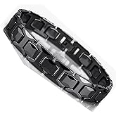 Urban Jewelry Men’s Solid Tungsten Pyramid Bracelet Collection – Polished Finish, 8.3" Length, 11 mm Width, Black & Silver Variations, Gift Box