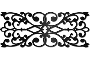 CREATCABIN Floral Metal Wall Decor - Black Metal Wall Art - Rustic Hollow Rectangle Iron Flower Hanging Wall Sculpture Mandal
