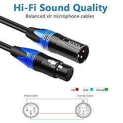 AQOOL 6FT XLR Cables, Gold-Plated 3 Pin Microphone