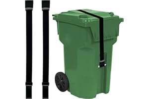 LAIAMER 2 Pcs Trash Can Lid Lock, Trash Can Bands Adjustable Garbage Can Lock Bear/Squirrels/Dog/Animals Proof Trash Can for Outdoor Garbage Can with Lid