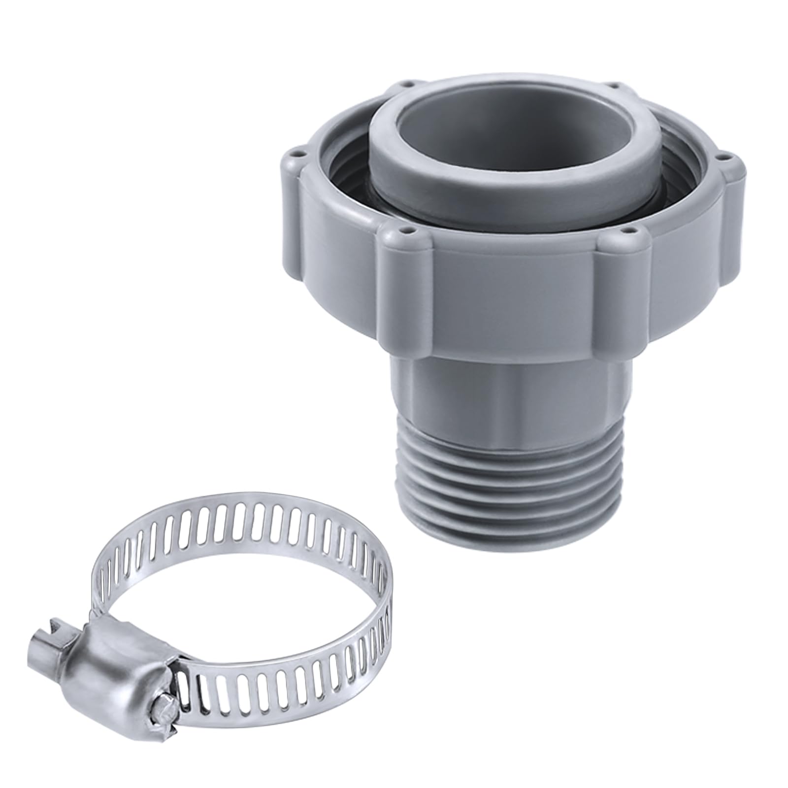 lasuroa 2pcs Swimming Pool Drain Fitting, Pool Replacement Parts Including Coupling Nuts and Clamping Rings Swimming Pool Drain Pipe Fittings Connection Hose Adapter Compatible with Coleman