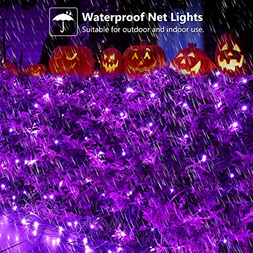 Flacchi Purple Net Lights, 6 ft x 4 ft 160 LED 8 Modes Low Voltage Mesh
