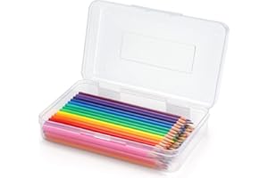 Tamaki 1 Pack Plastic Pencil Box Large Capacity Pencil Boxes Clear Boxes with Snap-tight Lid Stackable Design and Stylish Office Supplies Storage Organizer Box, Clear