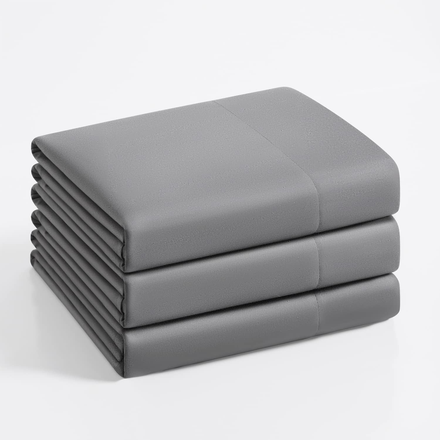 Photo 1 of Basic Choice 3-Pack Flat Sheets, Breathable Series Bed Top Sheet, Wrinkle, Fade Resistant, Standard 100 by Oeko-Tex - Full, Charcoal, Dark Gray