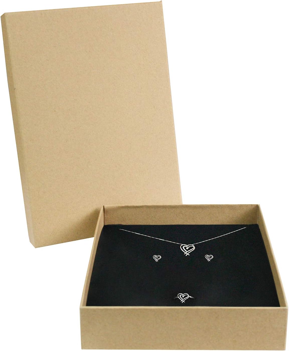 Emartbuy Set of 8 Brown Cardboard Jewellery Pendant Boxes, Ring Boxes, Gift Box for Anniversaries Weddings, Birthdays Size - Image 3