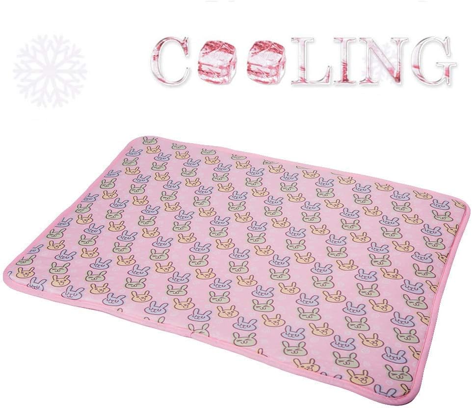 Yu-Xiang Dog Ice Pad Ice Silk Cats Kennel Mat Pet Cooling Pad Summer Cool Bamboo Mat Breathable Pad (Pink, L : Pet Supplies