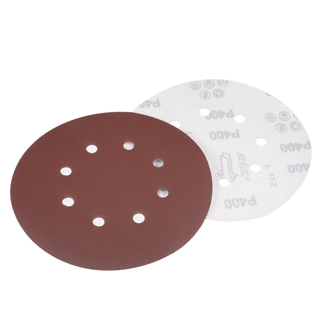Sourcingmap 10Pcs 7 inch 8 Hole Hook and Loop Sanding Disc 400 Grit Flocking Sandpaper Random Orbital Sander Paper