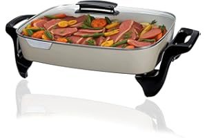 Electric Skillet Nonstick with Lids - 16" inch Extra Large Frying Pan,Ceramic, Adjustable temperature, Cool Touch Handles, Nozaya