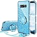 Galaxy Note 8 Case, Glitter Luxury Cute Phone Case Girls with Kickstand, Bling Diamond Rhinestone Bumper Ring Stand Sparkly Luxury Thin Soft Protective Samsung Galaxy Note 8 Case for Girl Women - Blue