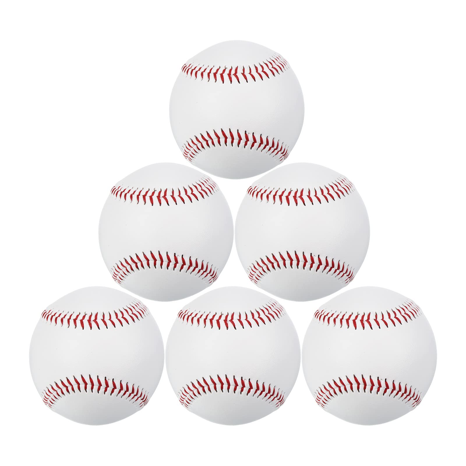 PATIKIL 9 Inch Baseball 6 Pack Hard Baseballs Bulk Standard Size Adult Leather Practice Training Baseball Unmarked Baseballs for Pitching