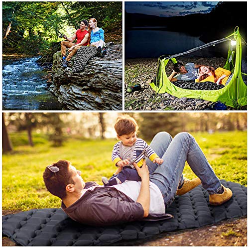 Furthertry Camping Sleeping Pad, Ultralight Camping Pad for Backpacking,Travelling and Hiking Self-Inflating Camping Pad, Camp Mattress, Compact Ultralight Hiking Pad-Black - Thumbnail 3