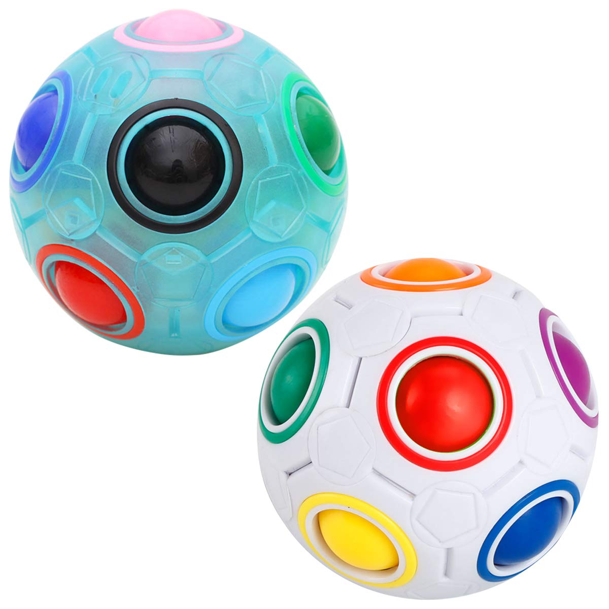 Coolzon Puzzle Ball, Magic Rainbow Ball Puzzle Cube Fidget Toys Brain Teaser for Kids Adults, Pack of 2