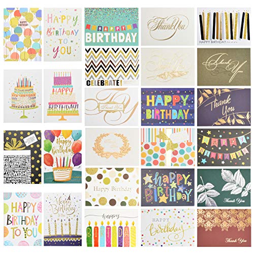 Greeting Cards Assortment 26 Unique Assorted Cards for All Occasions w/Greetings Inside and Card Organizer with Envelope Birthday Thank You Wedding and More