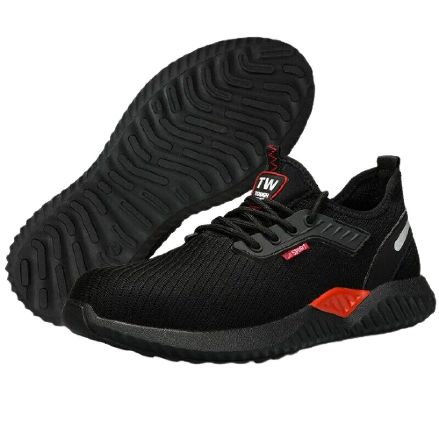 Mens Steel Toe Cap Safety Trainers Boots Lightweight Hiking Boots UK Size 7-11 (Black 9155, Numeric_10)