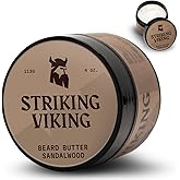 Striking Viking Sandalwood Beard Softener for Men - Non-Greasy Cream Formula With Natural Ingredients for Hydrated and Refreshing Beards (4oz)