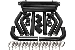 SUNROAD 28" x 7" x 2.5" Universal Turbo Intercooler Kit With Intercooler + 8pcs Bent Pipes + 6pcs Straight Couplers + 2pcs 90