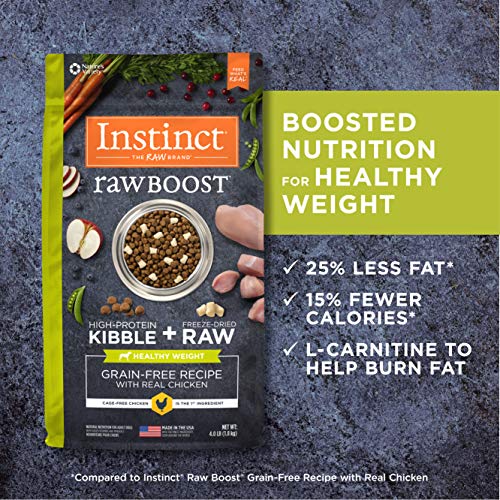 Instinct Raw Boost Grain Free Dry Dog Food, Healthy Weight Recipe High Protein Kibble + Freeze