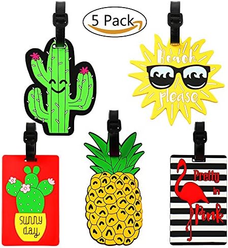 JoyJon Luggage Tags with Genuine Strap Flexible Name ID Labels for Suitcase Baggage Tag Travel Accessories
