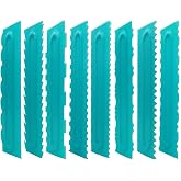 Acroyan Cake Scraper set of 8 Pack Cake Edge Tools -16 Design Textures-Blue | Decorating Icing Smoother Comb,Plastic Sawtooth Decorating Mousse Butter Cream Polisher