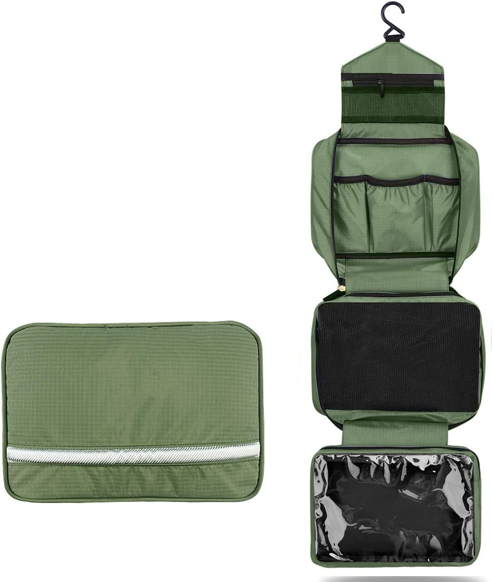 Hanging Travel Toiletry Bag for Men and Women Large Capacity Wash Bag Foldable Waterproof Makeup Cosmetic Bag Bathroom Shower Organiser for Toiletries Shaving Dopp Kit Green