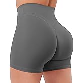 YEOREO Gym Workout Shorts for Women High Waisted Tummy Control Hidden Scrunch 4.5" Booty Shorts Julissa Cross Waist Yoga