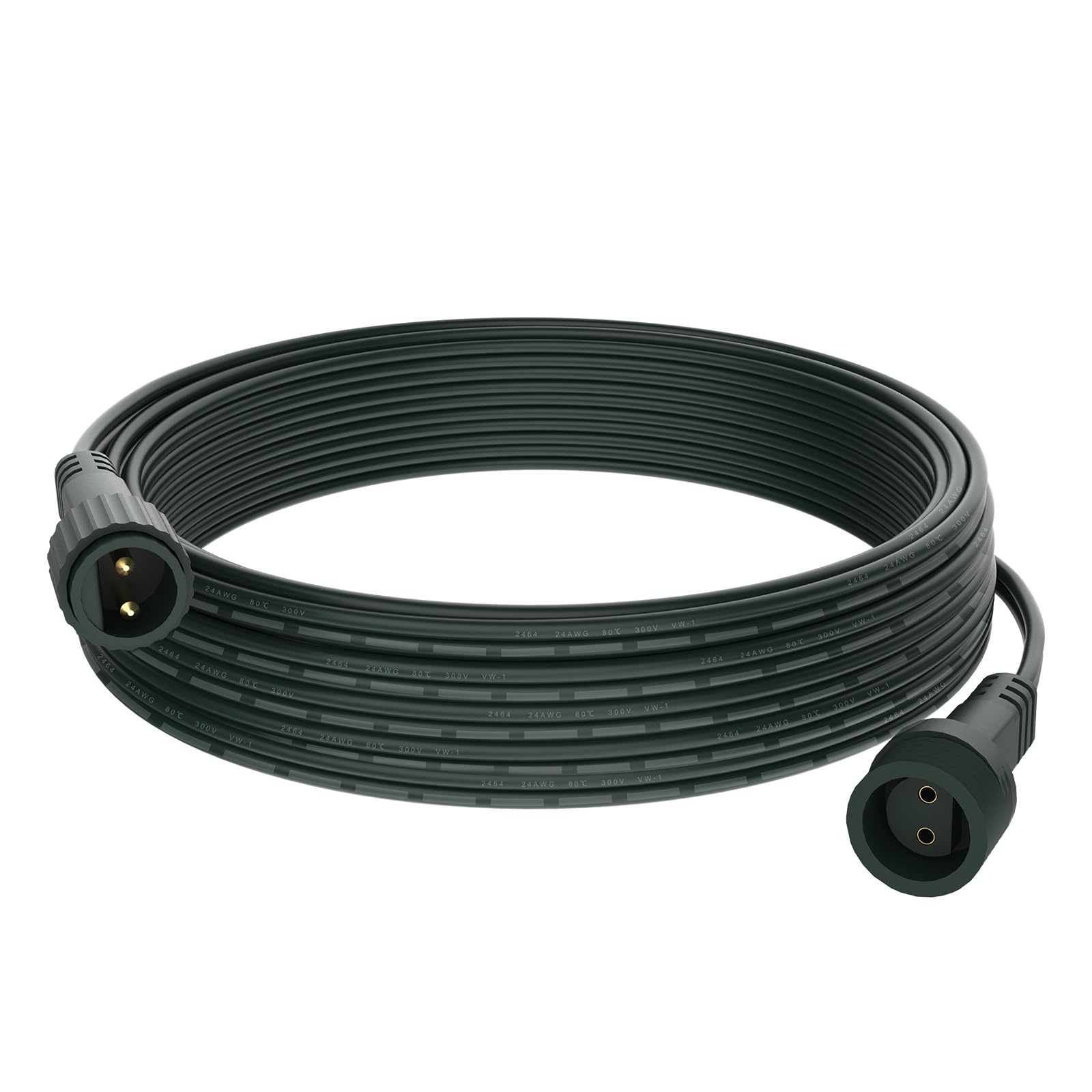BOLWEO 5M/16.4Ft Christmas lights Extension Cable, 2 Pin Dark Green Extension Cable IP65 Waterproof Outdoor Light Long Cable for Garden Lights,Christmas lights,G40 Globe Lights,LED Fairy Lights…