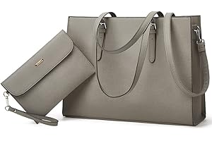 YTL Laptop Bag for Women 15.6 inch Laptop Tote Bag Leather Classy Computer Briefcase for Work Waterproof Handbag 2pcs Set