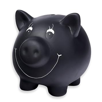 Schramm® Sparschwein schwarz aus Keramik mit Tafellack beschreibbar mit Kreide Spar Schwein Schweine inklusive Kreide und ver
