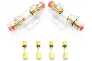 Hoypeyfiy Inline AGU Fuse Holder, 4-10 AWG wires/6 and 8 AWG wires, Four 30A AGU Fuses Suitable for Car Audio Systems, Alarms