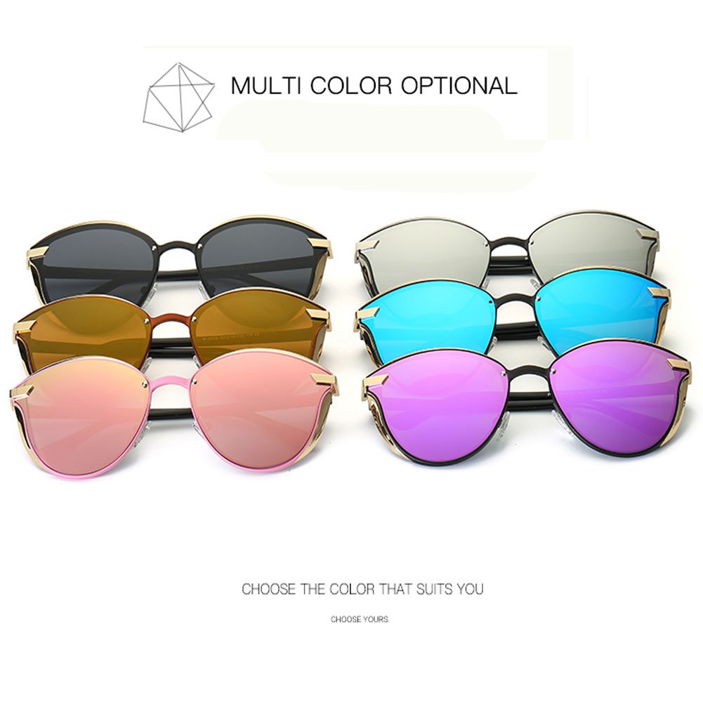 Fashion Polarized Sunglasses for Women Cat Eye Style Mirrored UV400 Protection (black)