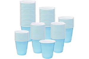 MUNILAIL 100 Pack 2 oz Plastic Shot Cups Disposable Shot Glasses Light Blue Shot Cups for Party Wedding Wine Beer Shooting Games Mini Shot Cups