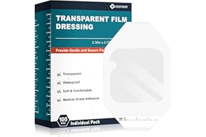 Ceeport Transparent Film Dressing 2.36" x 2.75", 100 Packs Waterproof Wound Bandage Adhesive Patches, Wound Cover Patches for Post Surgical Shower, IV Shield, Tattoo Aftercare Bandage