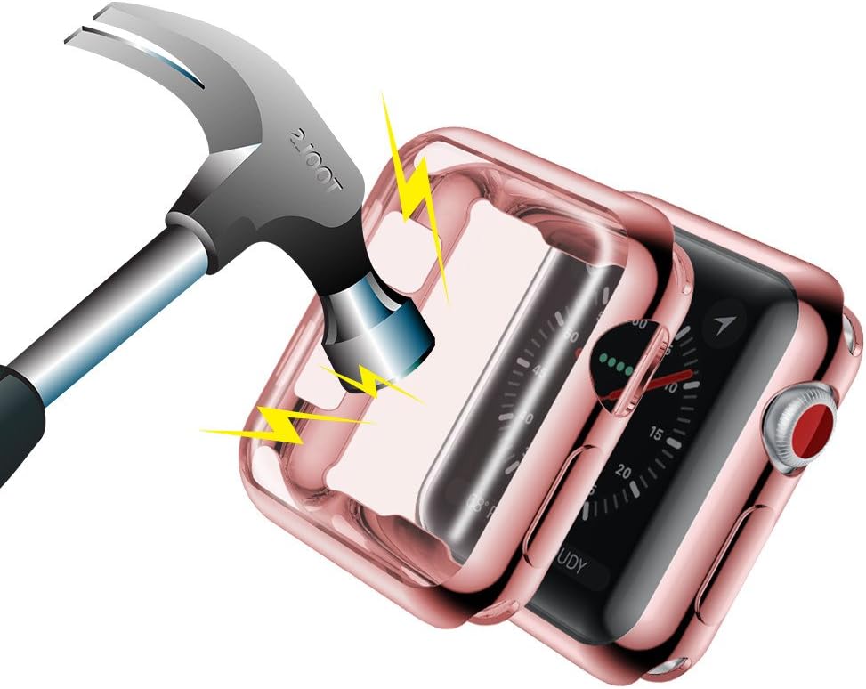 NotocityEU Apple Watch Series 3 Case Full Cover Soft TPU Protective Case for Apple Watch Series 3/Series 2 (38mm, Rose Gold+Clear)