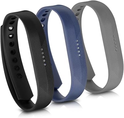 kwmobile TPU Watch Strap Set 3 for Fitbit Flex 2 Replacement Bands Black Blue