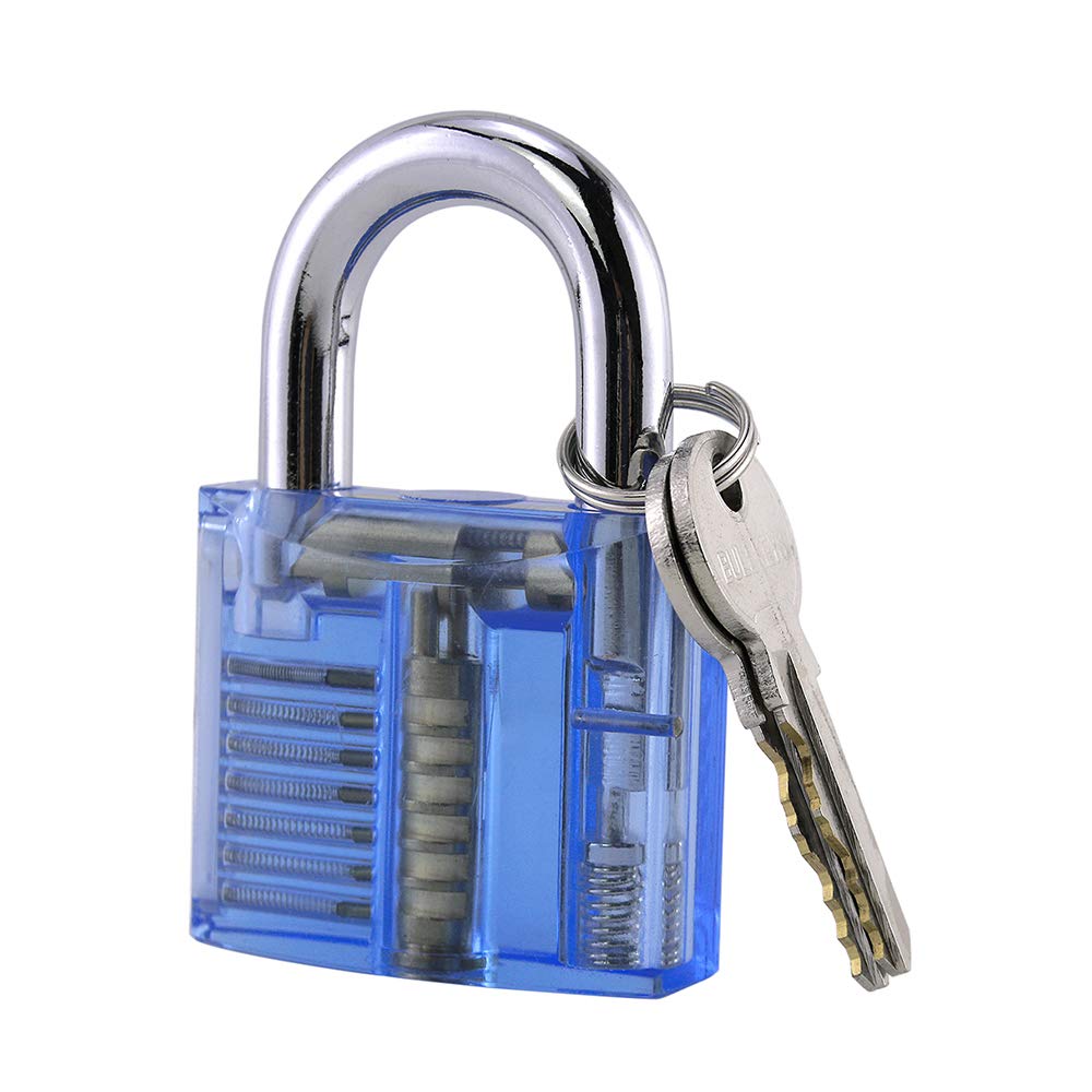 Loboo Idea Visible Keyed Padlock, Transparent Padlock Crystal Lock Pick Training Practice Padlock, Transparent Practice Lock for Beginners and Pro Locksmiths