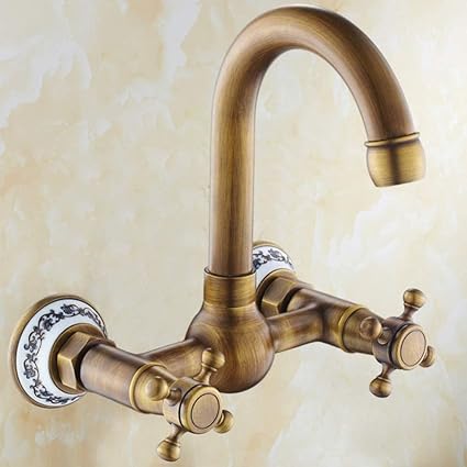 Küchenarmatur Waschtischarmatur Wandarmatur Messing antik Wandarmatur