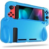 FINTIE Silicone Case Compatible with Nintendo Switch - Soft [Anti-Slip] [Shock Proof] Protective Cover with Ergonomic Grip Design, Drop Protection Grip Case (Blue)