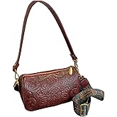 QWINEE Women's Western Purse Floral Zipper Tooled Leather Crossbody Bag Vintage Country Cowgirl Hobo Square Purse