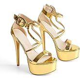 LISHAN Women's Round Open Toe Platform Clear High Heel Zip Up Sandals