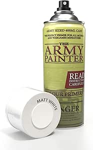 The Army Painter Color Primer, Matt White, 400ml, 13.5oz - Acrylic Spray Undercoat for Miniature Painting