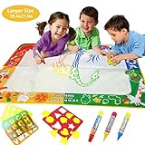 BaiFM Large Water Doodle Mat,Water Drawing Mat Pad,Aqua Magic Writing Mat with 3 Water Pens and 9 Molds and 49 Draw Templates,Kids Toddlers Girls Boys Educational Travel Toy Gift Size 39.4