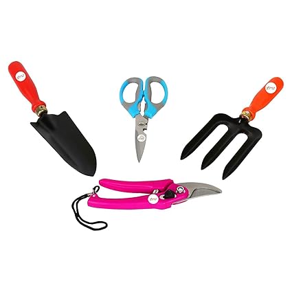 Kraft seeds Gardening Tools Garden Scissor Trowel Fork Cutter Pruner - Set of 4 Pcs