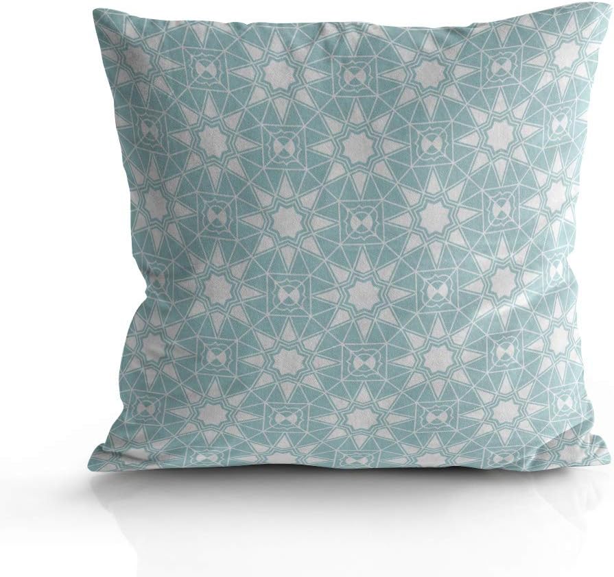 Square Pillow Covers Modern Double-Sided Digital Printing Throw Pillow Cases Decorative Soft Short Plush Pillow Cushion Covers Light Blue Arabesque Floral Pattern 20"x20"