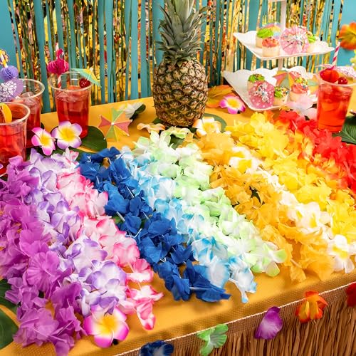 JOYIN Pack of 60 Hawaiian Flower Necklaces, Hawaiian Necklace, Tropical Hawaiian Luau Flowers Lei for Dress, Party Favours, Beach and Themed Birthday (5 Dozen)